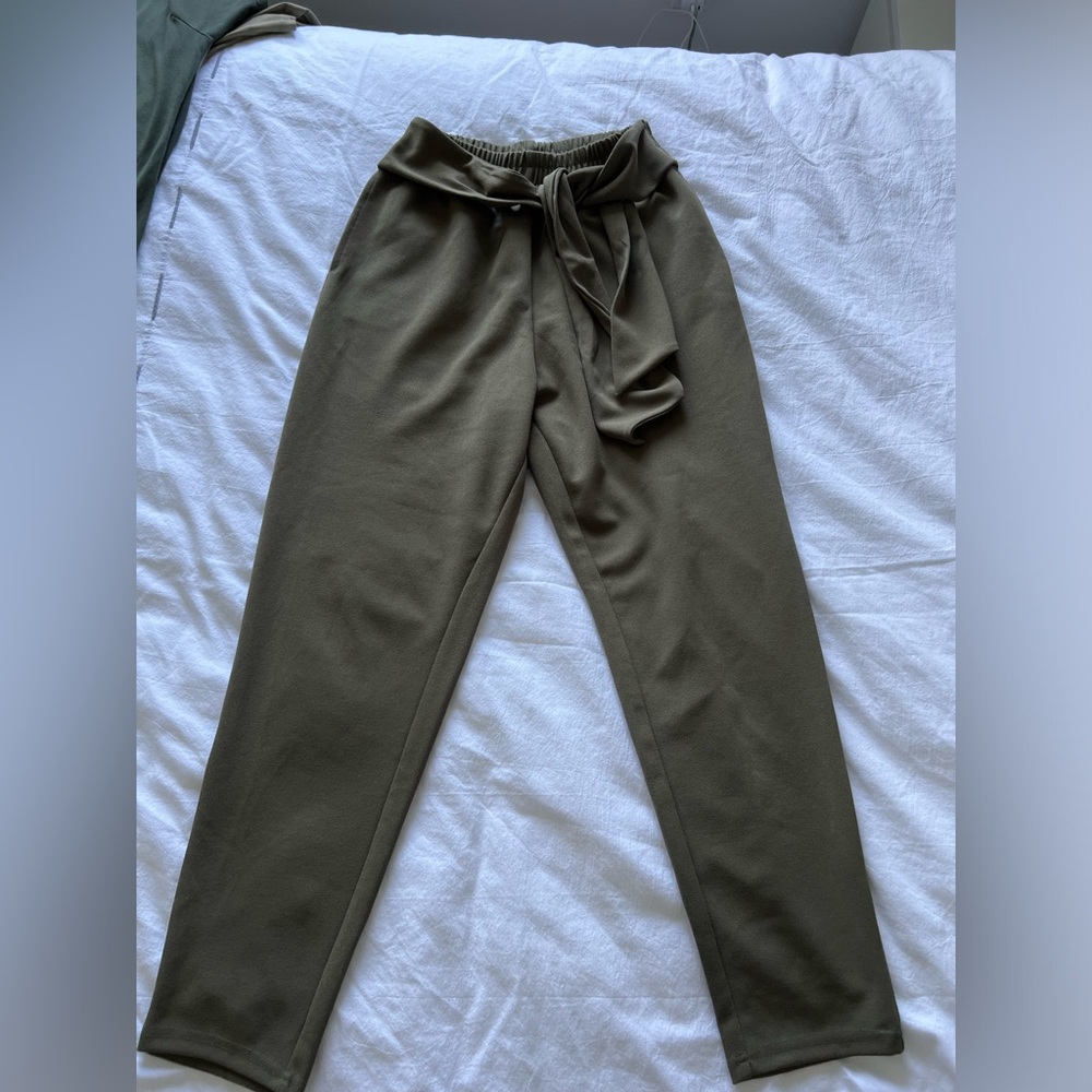 Reserved Olive Green Elastic Waist Pants